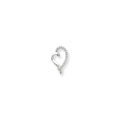 14K White Gold Real Diamond Heart Chain Slide