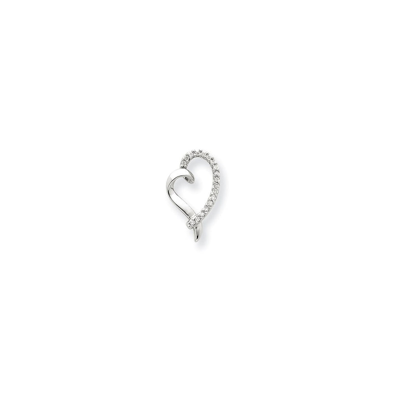 14K White Gold Real Diamond Heart Chain Slide