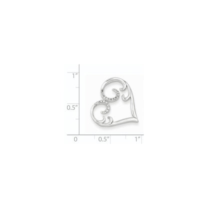 14k White Gold Real Diamond Heart Chain Slide