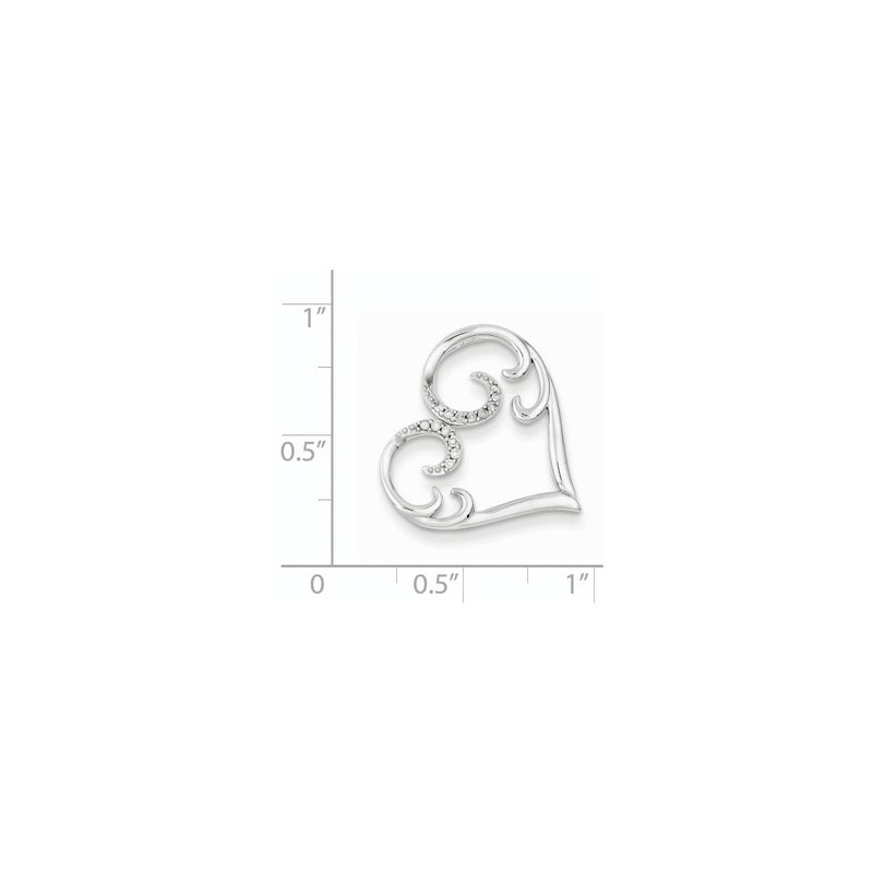 14k White Gold Real Diamond Heart Chain Slide