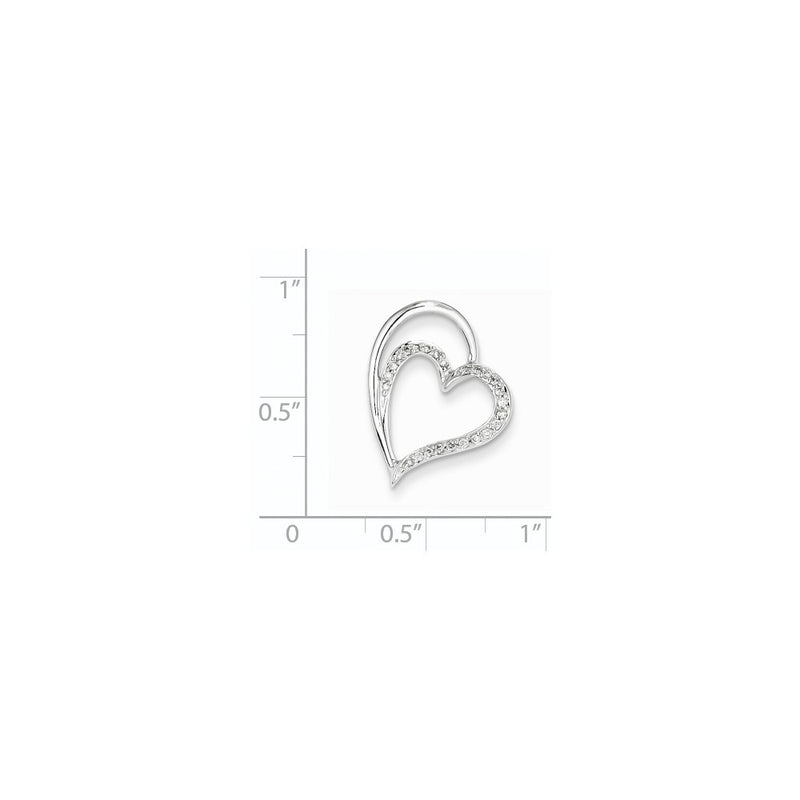 14K White Gold Real Diamond Heart Chain Slide