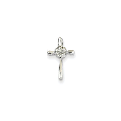 14K White Gold Real Diamond Cross Pendant