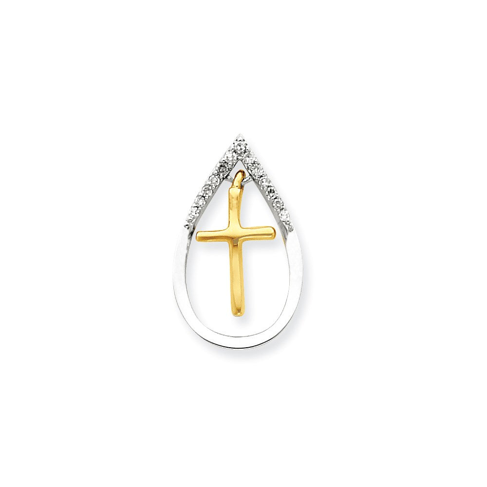 14k Two-Tone Gold Real Diamond Slide