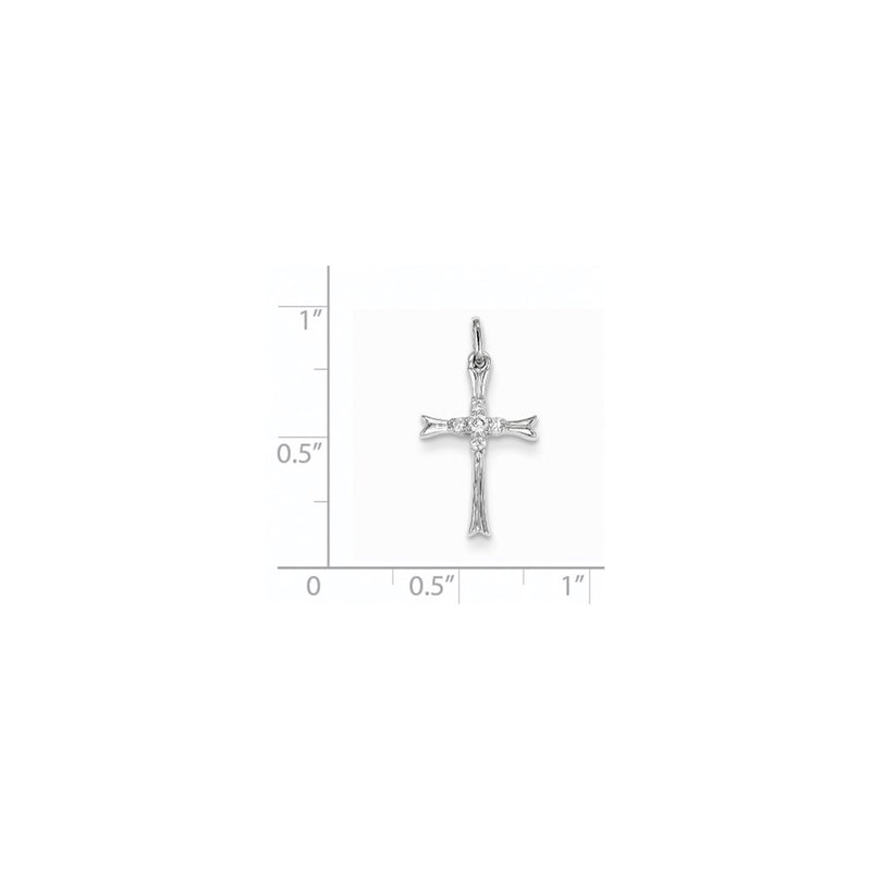 14K White Gold Real Diamond Cross Pendant