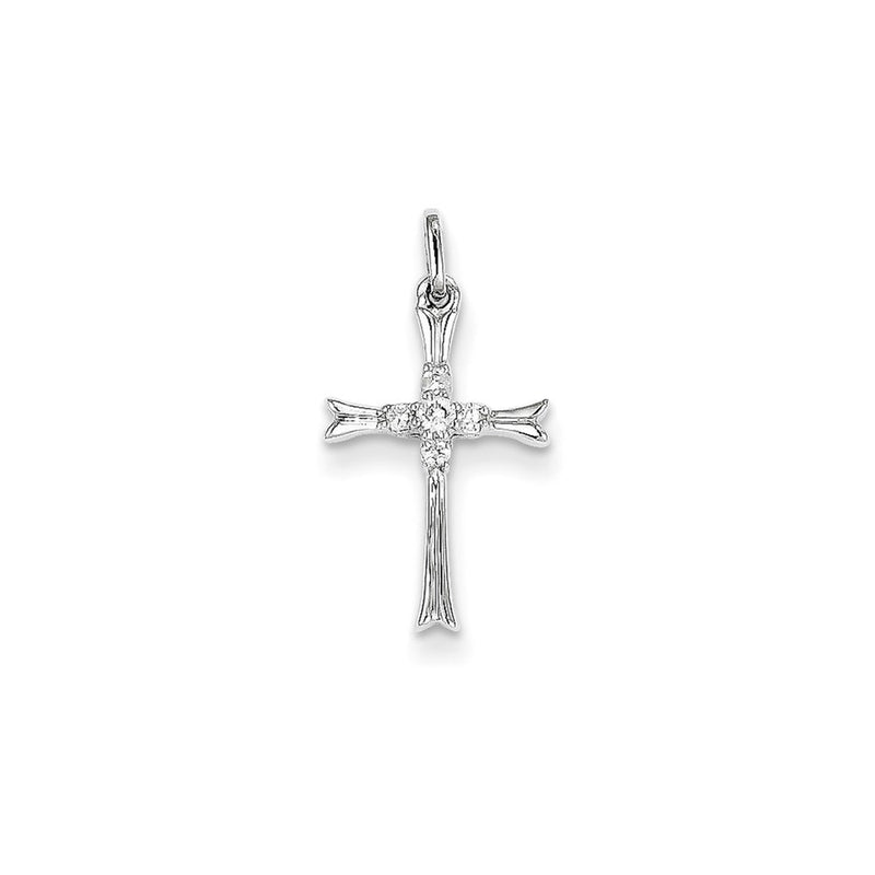 14K White Gold Real Diamond Cross Pendant