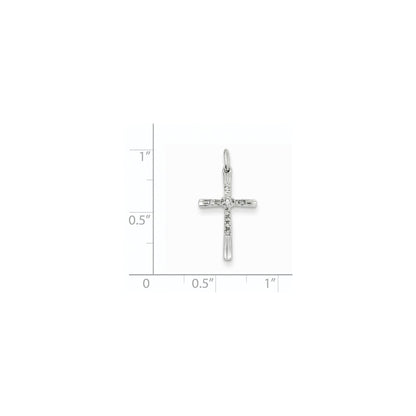 14K White Gold Real Diamond Cross Pendant