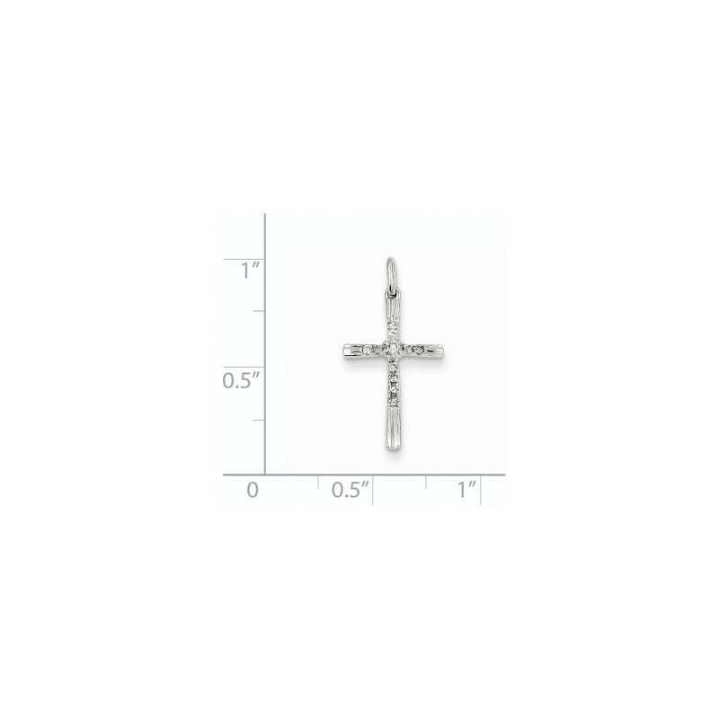 14K White Gold Real Diamond Cross Pendant