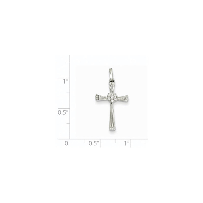14K White Gold Real Diamond Cross Pendant