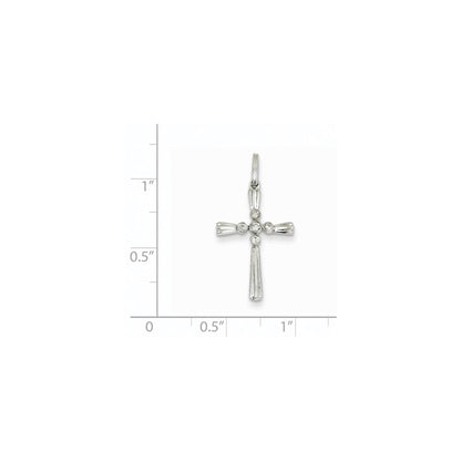 14K White Gold Real Diamond Cross Pendant