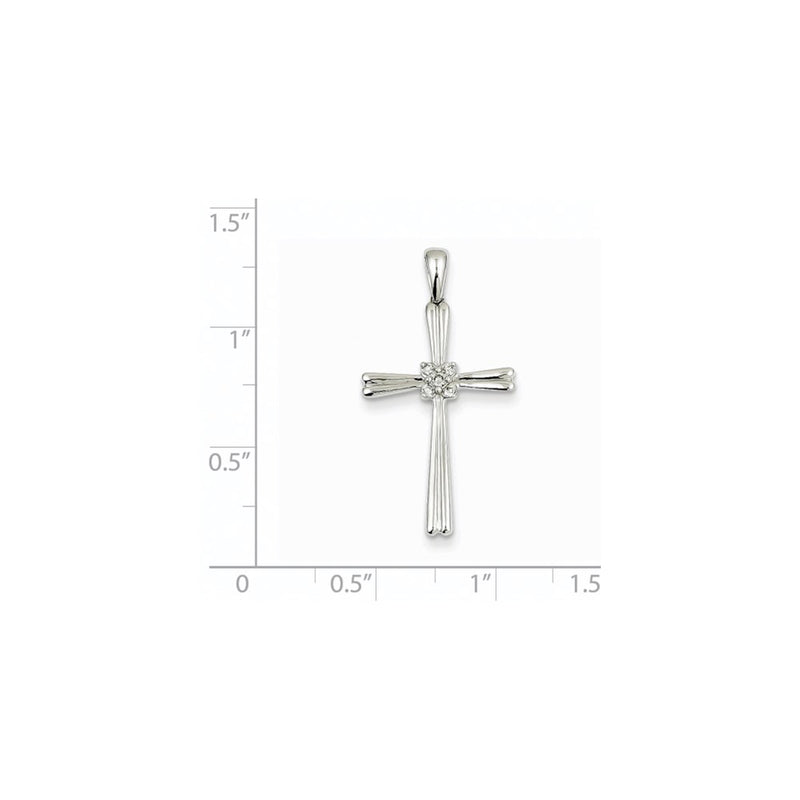 14k White Gold Real Diamond Cross Pendant