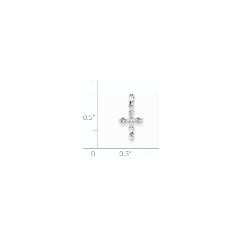 14K White Gold Real Diamond Cross Pendant
