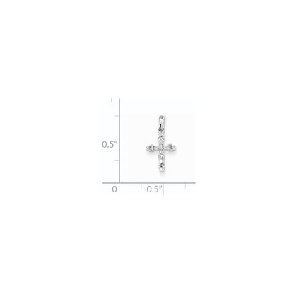 14K White Gold Real Diamond Cross Pendant