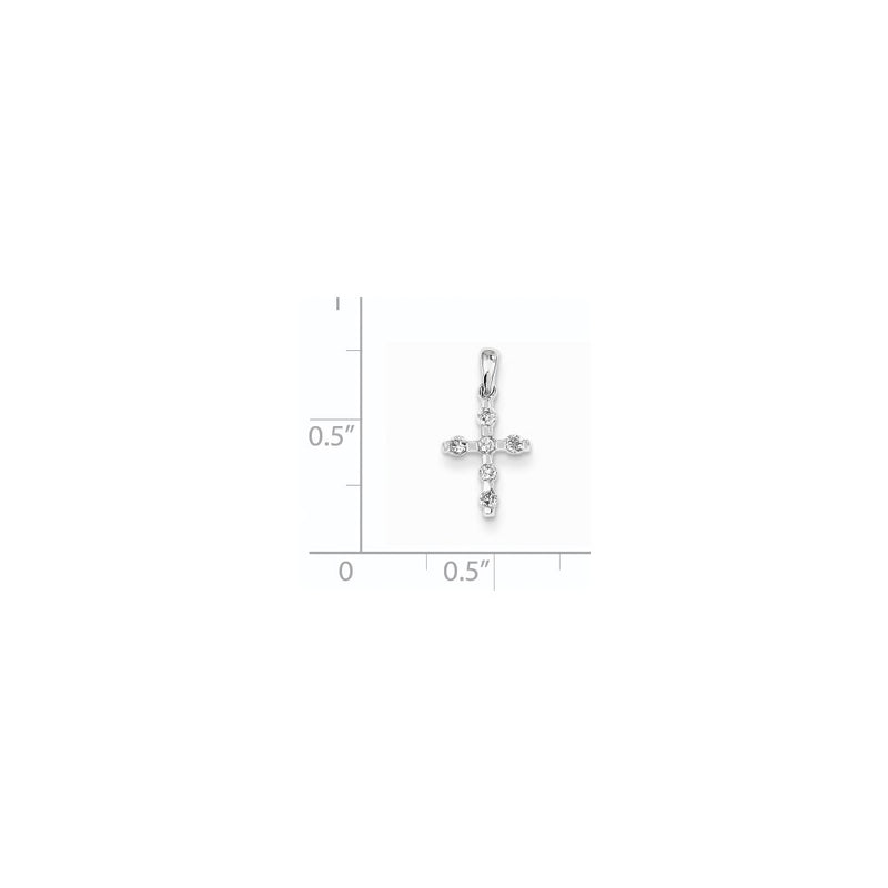 14K White Gold Real Diamond Cross Pendant