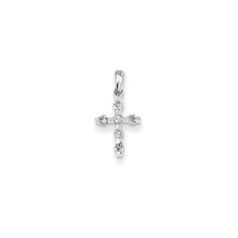 14K White Gold Real Diamond Cross Pendant