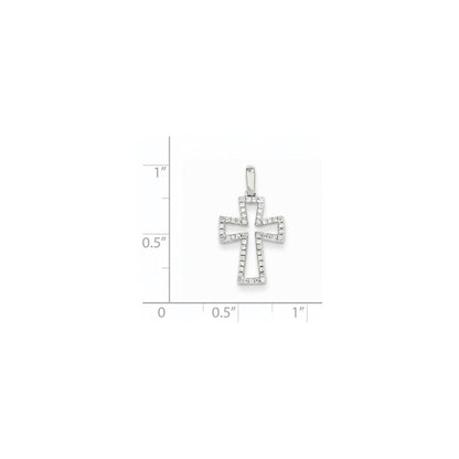 14K White Gold Real Diamond Cross Pendant