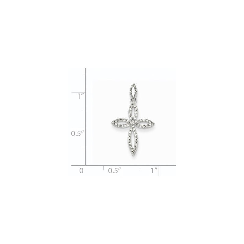 14K White Gold Real Diamond Cross Pendant