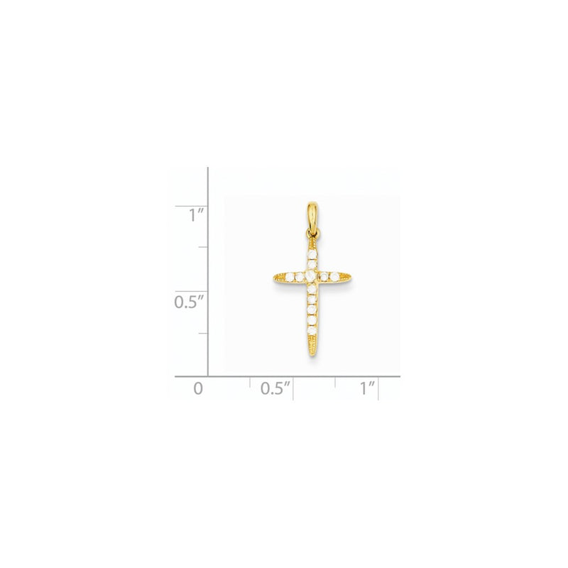 14K Yellow Gold Real Diamond Cross Pendant