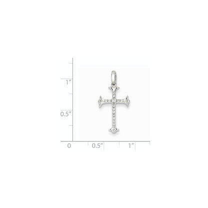 14K White Gold Real Diamond Cross Pendant