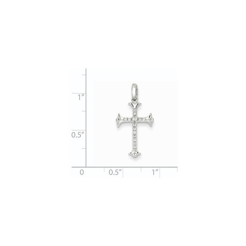 14K White Gold Real Diamond Cross Pendant