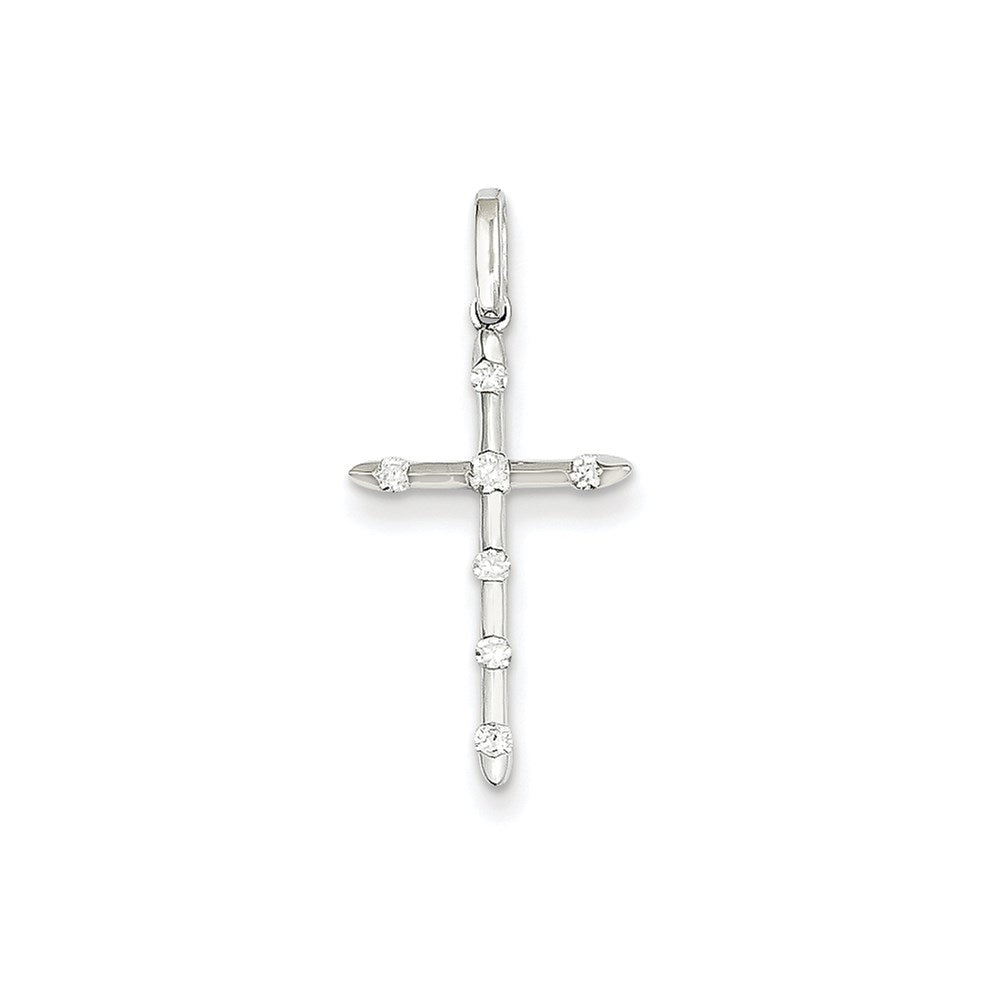 14K White Gold Diamond Cross Pendant