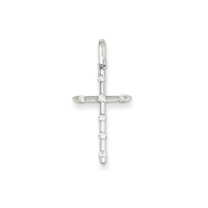 14K White Gold Diamond Cross Pendant