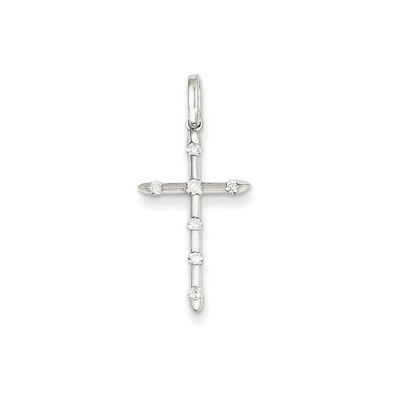 14K White Gold Diamond Cross Pendant