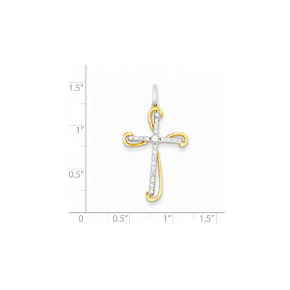 14K Two tone Diamond Cross Pendant