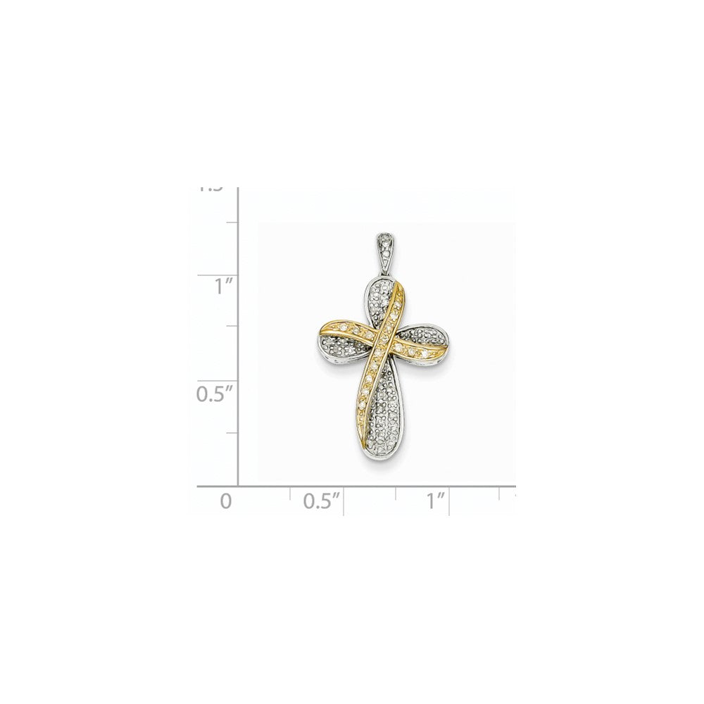 14k Two-Tone Gold Real Diamond Pendant