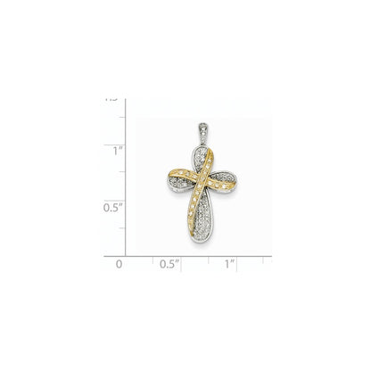 14k Two-Tone Gold Real Diamond Pendant