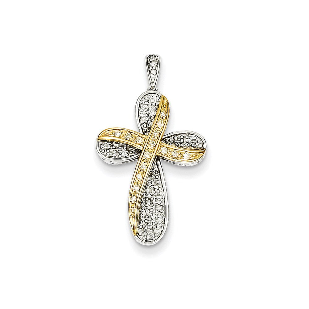 14k Two-Tone Gold Real Diamond Pendant
