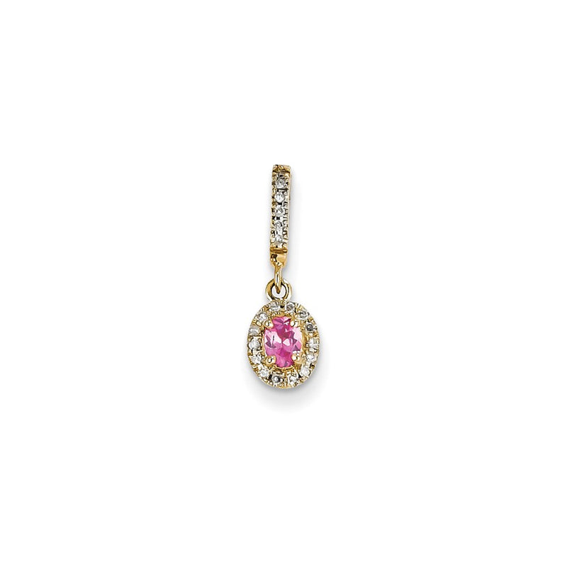 14k Yellow Gold Dia & Pink Spinel Pendant