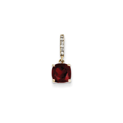 14K Yellow Gold Real Diamond and Garnet Pendant