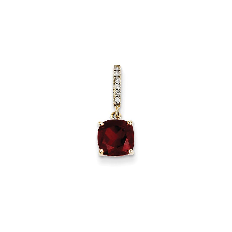 14K Yellow Gold Real Diamond and Garnet Pendant