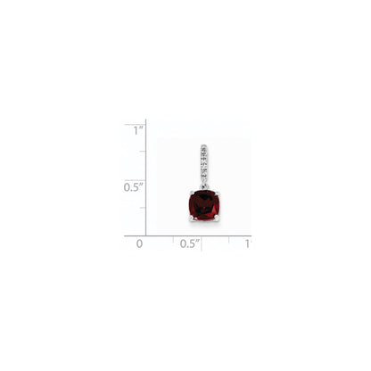 14k White Gold Diamond and Garnet Pendant