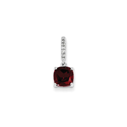 14k White Gold Diamond and Garnet Pendant