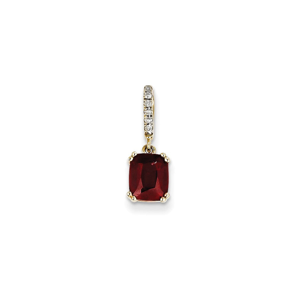 14K Yellow Gold Real Diamond and Garnet Pendant