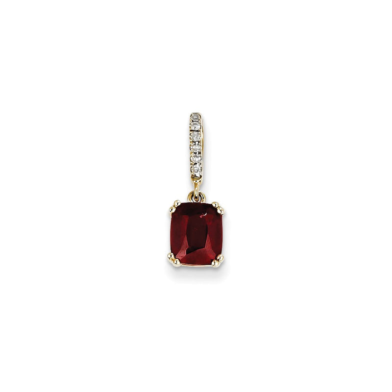 14K Yellow Gold Real Diamond and Garnet Pendant