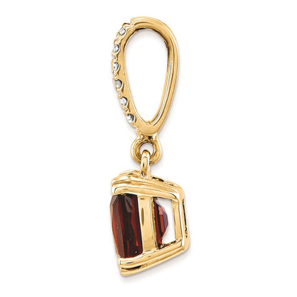 14K Yellow Gold Real Diamond and Garnet Pendant