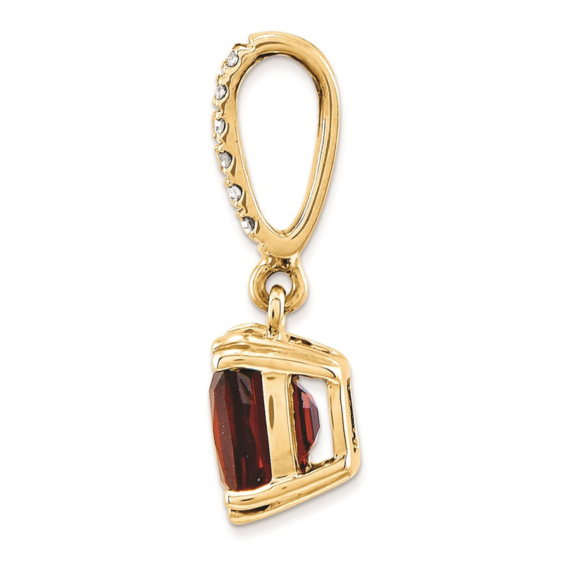 14K Yellow Gold Real Diamond and Garnet Pendant