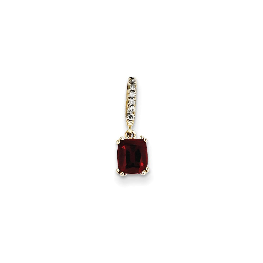 14K Yellow Gold Real Diamond and Garnet Pendant