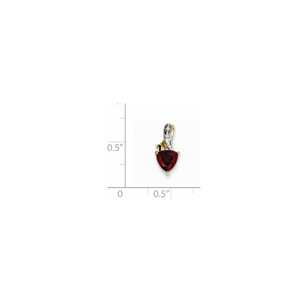14k Diamond and Garnet Trillion Pendant