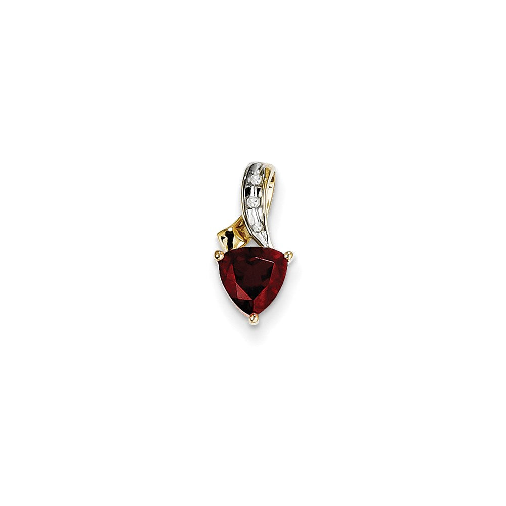 14k Diamond and Garnet Trillion Pendant