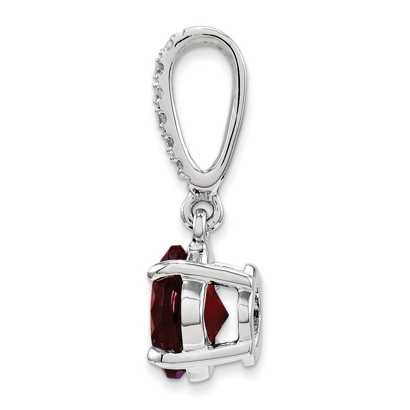 14k White Gold Diamond and Garnet Pendant