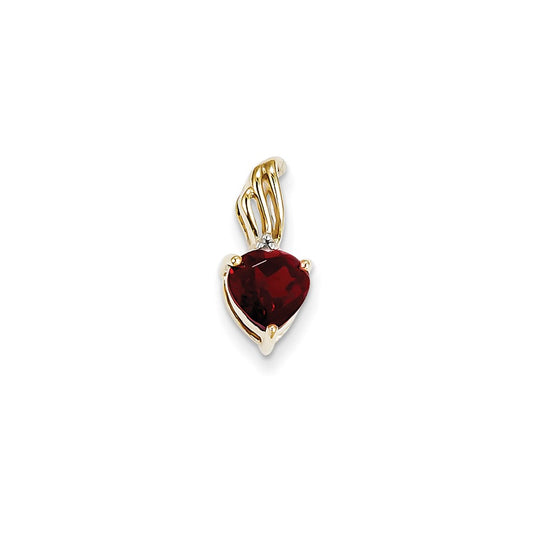 14k Diamond and Garnet Heart Pendant