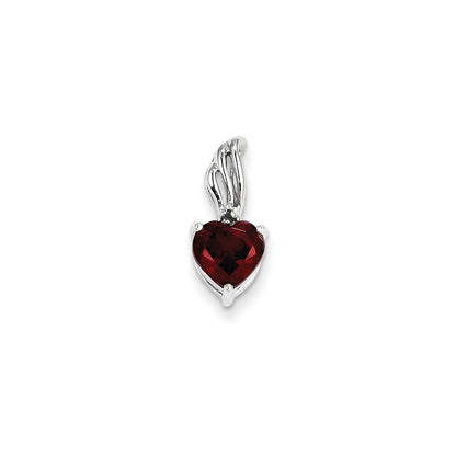14k White Gold Real Diamond and Garnet Heart Pendant