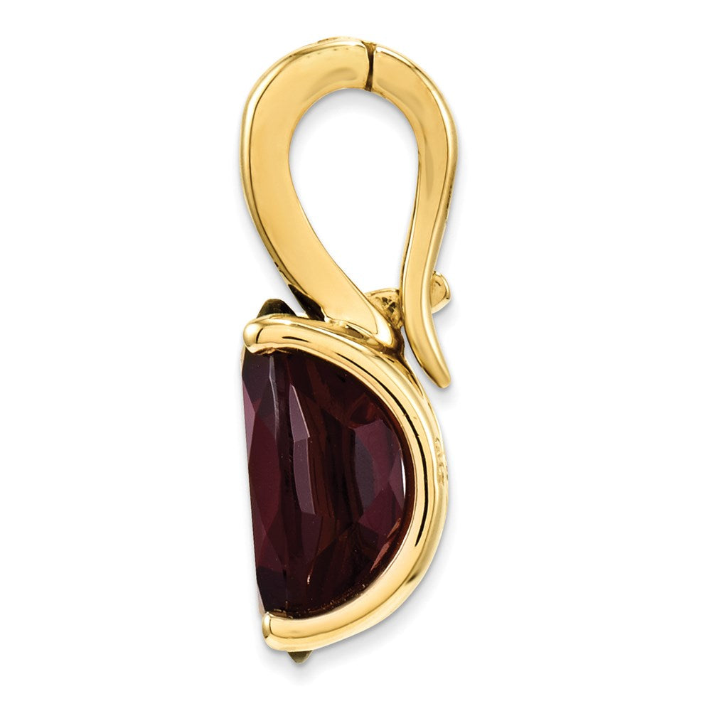 14K Yellow Gold Real Diamond and Garnet Oval Pendant