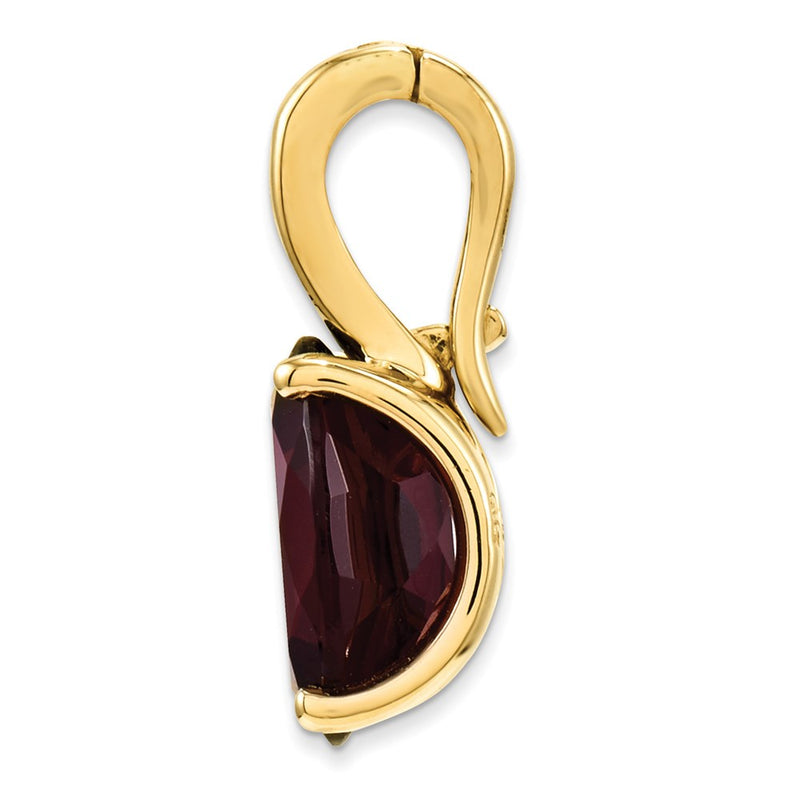 14K Yellow Gold Real Diamond and Garnet Oval Pendant