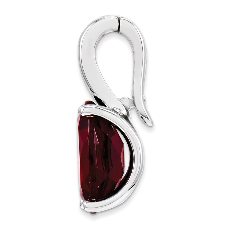 14k White Gold Diamond and Garnet Oval Pendant