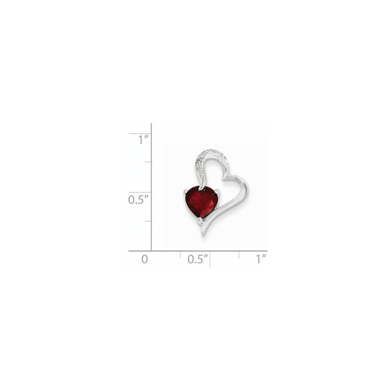 14k White Gold Real Diamond and Garnet Heart Pendant