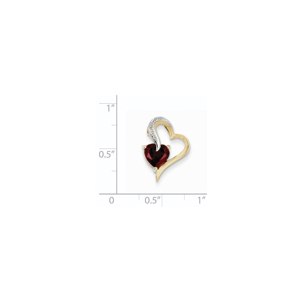 14k Diamond and Garnet Heart Pendant